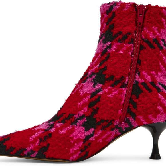 Women's Kitten Heels Shimmer Houndstooth Pointed Toe 2.5 Inch Fuchsia Size 7.5 - Picture 6 of 8